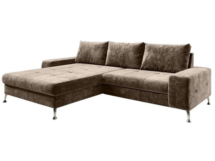Ecksofa L-Form Links mit Schlaffunktion und Bettkasten Tonny Hellbraun