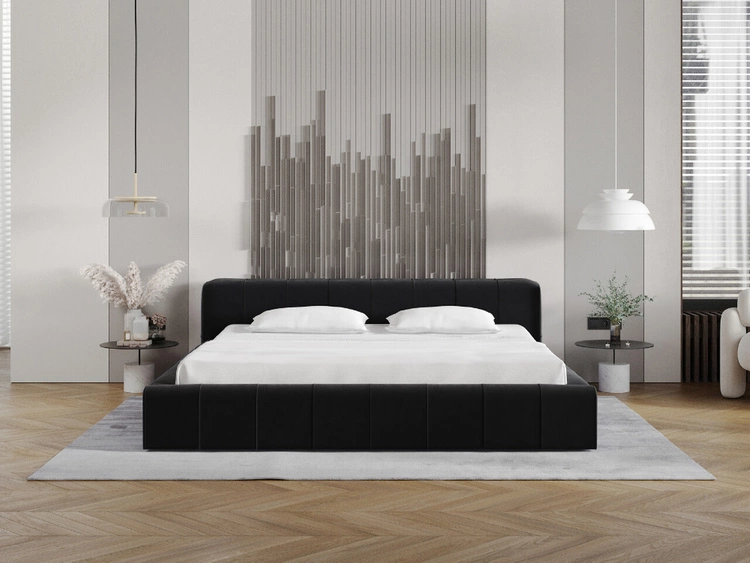 Polsterbett mit Bettkasten und Lattenrost 180x200 Lipari Schwarz