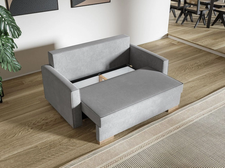 Schlafsofa mit Bettfunktion und Bettkasten Pori Grau