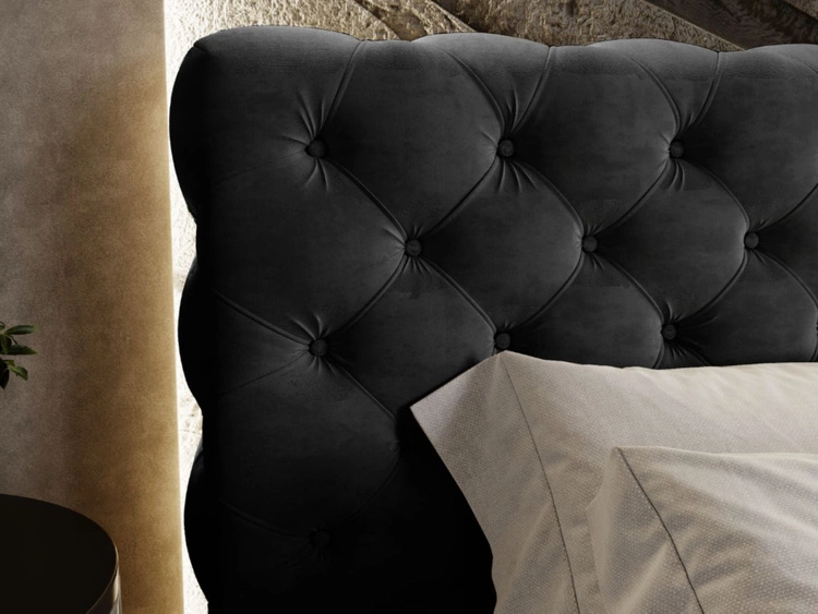 Polsterbett mit Bettkasten und Lattenrost 180x200 Apollo Schwarz