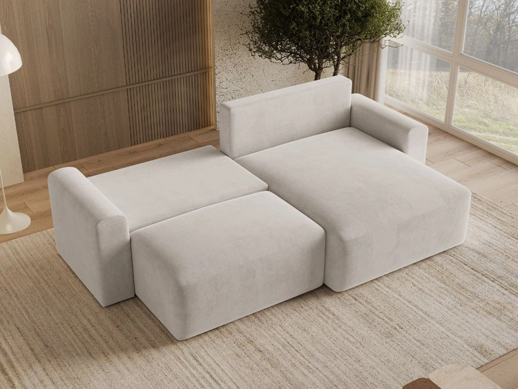 Ecksofa L-Form mit Schlaffunktion und Bettkasten Aurora Hellbeige