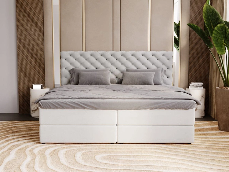 Boxspringbett mit Bettkasten 180x200 Bergamo Hellgrau