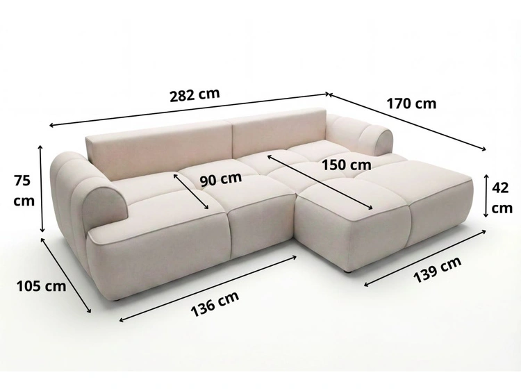 Ecksofa L-Form Rechts mit Schlaffunktion und Bettkasten Bonno Dunkelgrau