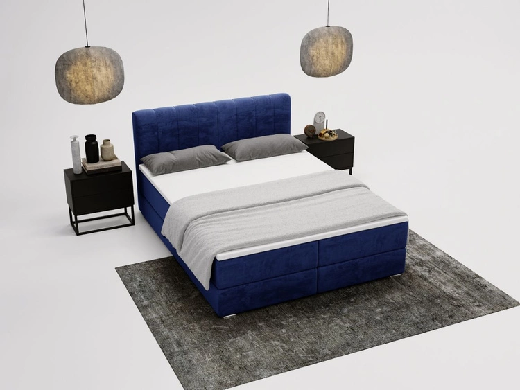 Boxspringbett mit Bettkasten 180x200 Forte Dunkelblau