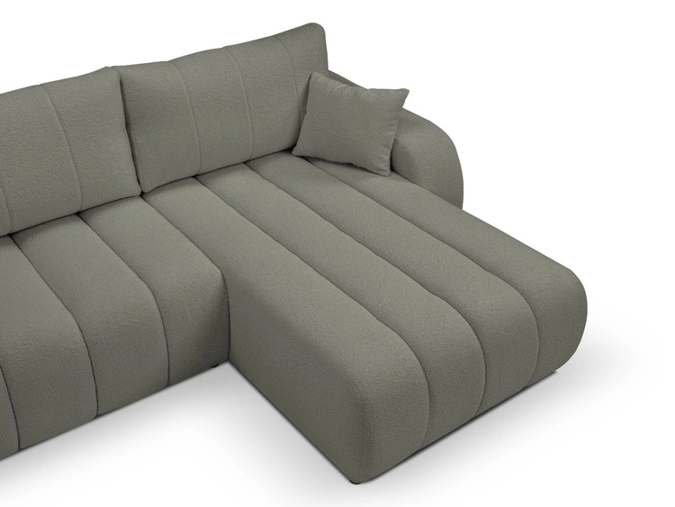 Ecksofa mit Schlaffunktion und Bettkasten Rechts Adoro Grau