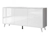 Dreitürige Kommode 154 cm Glamour-Stil auf silberfarbenen Metallbeinen Vivance Weißglanz