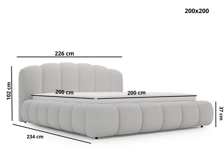 Polsterbett mit Stauraum und Lattenrost 200x200 Cloud Soft Beige