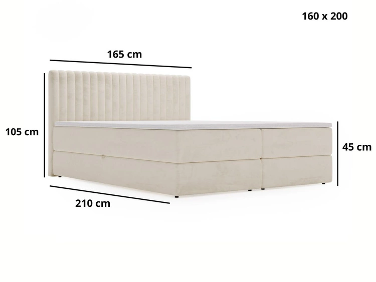 Boxspringbett mit Bettkasten 160x200 Marbella Hellgrau