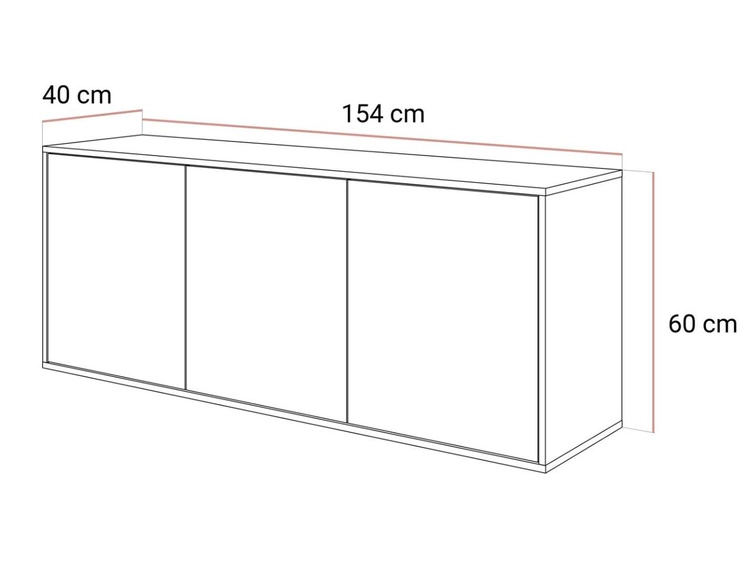Dreitürige Wandkommode 154 cm im Glamour-Stil – Vivance, Kaschmir Hochglanz