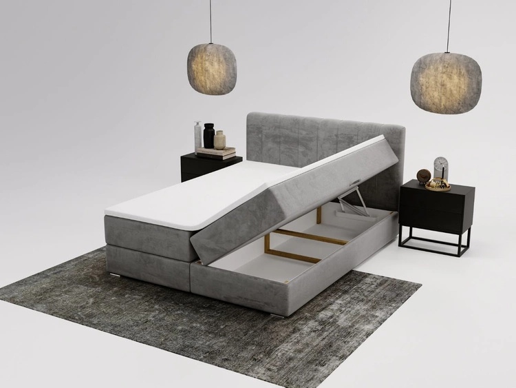 Boxspringbett mit Bettkasten 180x200 Forte Grau