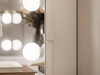 Schminktisch im Glamour-Stil mit schwarzen Beinen, Kristallgriffen und LED-Beleuchtung Olivine Elite Weiß Hochglanz