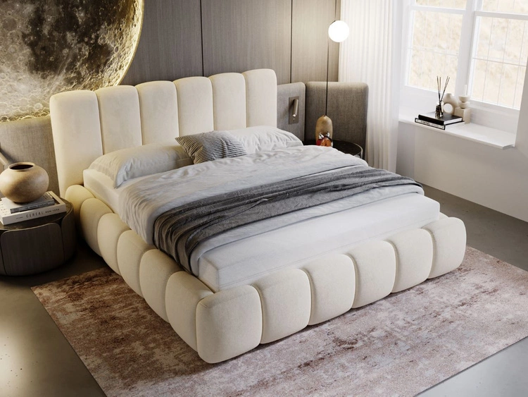Polsterbett mit Bettkasten und Lattenrost 140x200 Cloud Beige