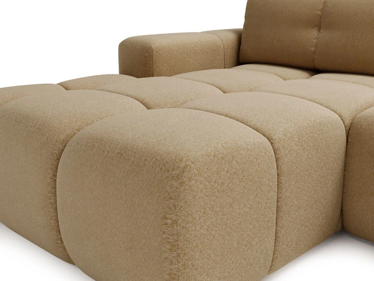 Ecksofa L-Form Links mit Schlaffunktion und Bettkasten Montero Hellbraun