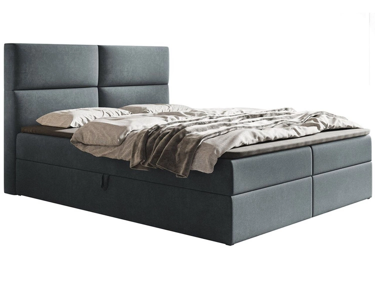 Boxspringbett mit Bettkasten 140x200 Hera Dunkelgrau