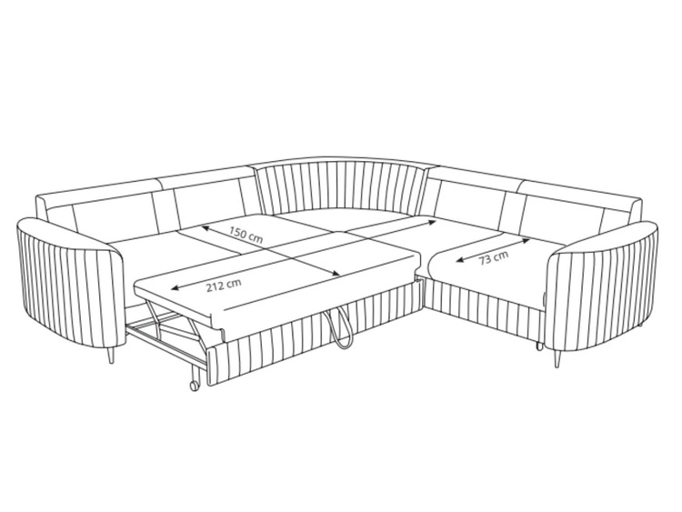 Ecksofa L-Form Links mit Schlaffunktion und Bettkasten Limon Creme