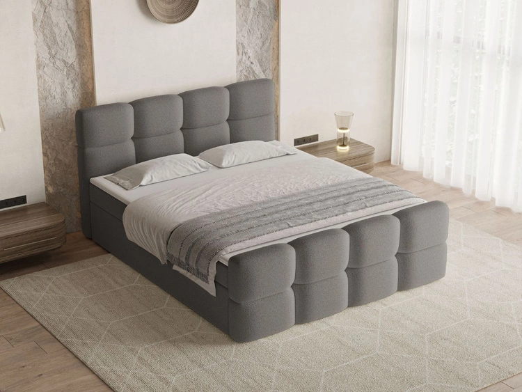 Boxspringbett mit Bettkasten 180x200 Rivon Grau