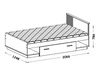 Doppelbett 120x200 mit Schublade Lavore Wotan Eiche, Schwarz matt