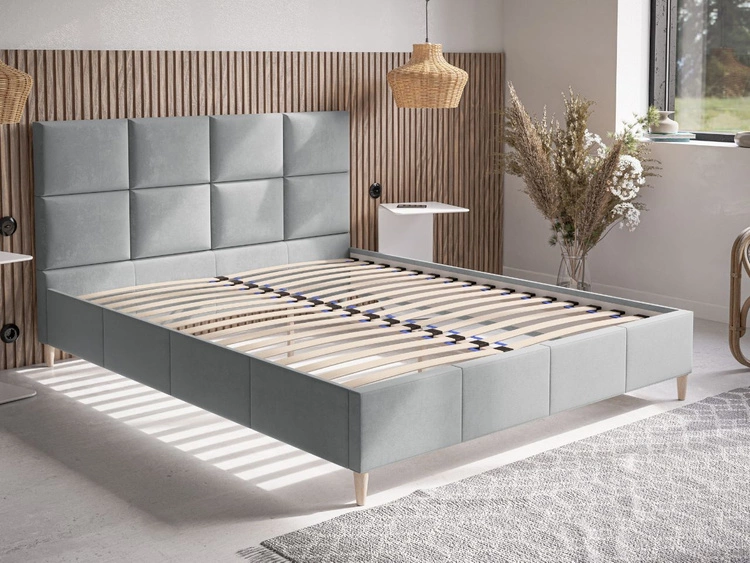Polsterbett mit Lattenrost 120x200 Luxe Hellgrau