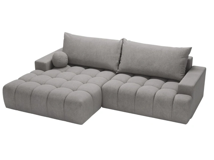 Ecksofa L-Form mit Schlaffunktion und Bettkasten Havi Links Grau