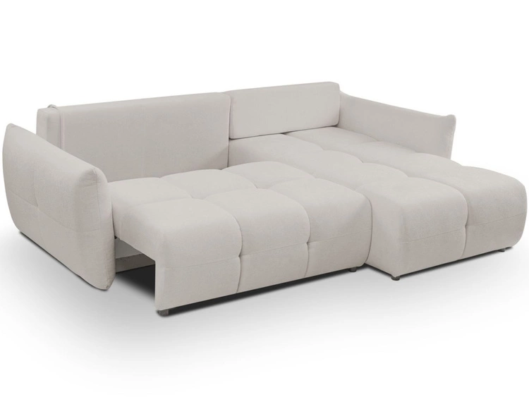 Ecksofa L-Form mit Schlaffunktion und Bettkasten Bene Hellgrau