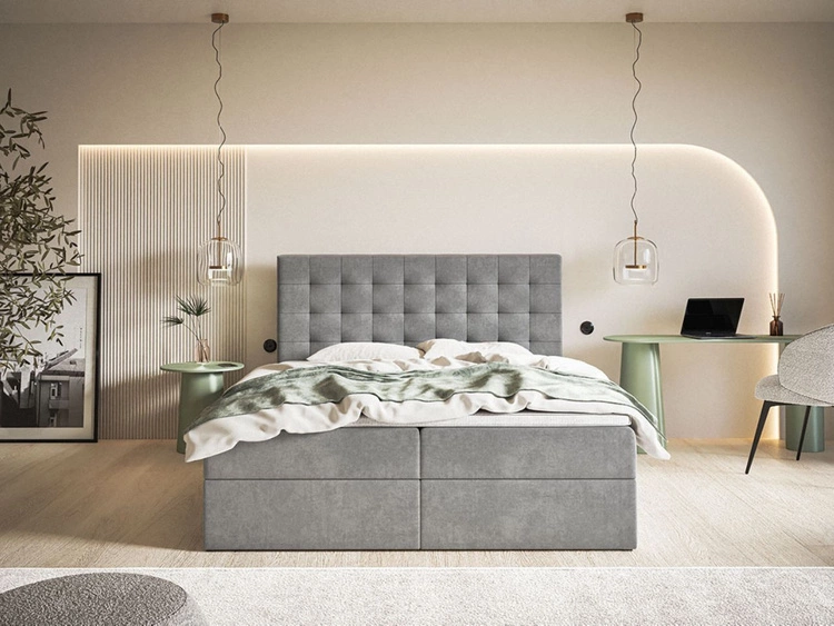 Boxspringbett mit Bettkasten 160x200 Denza Grau