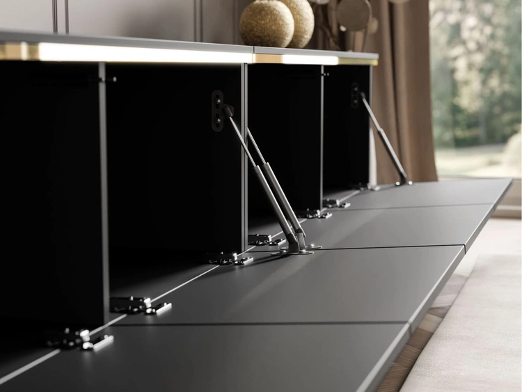 TV-Lowboard im Glamour-Stil mit LED-Beleuchtung Celle, schwarz matt