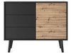 Kommode mit Türe und Schubladen Astro Schwarz, Artisan Eiche