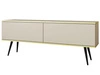 TV-Lowboard mit Türen 135 cm Diolo Beige mit glatter Front auf schwarzen Beinen