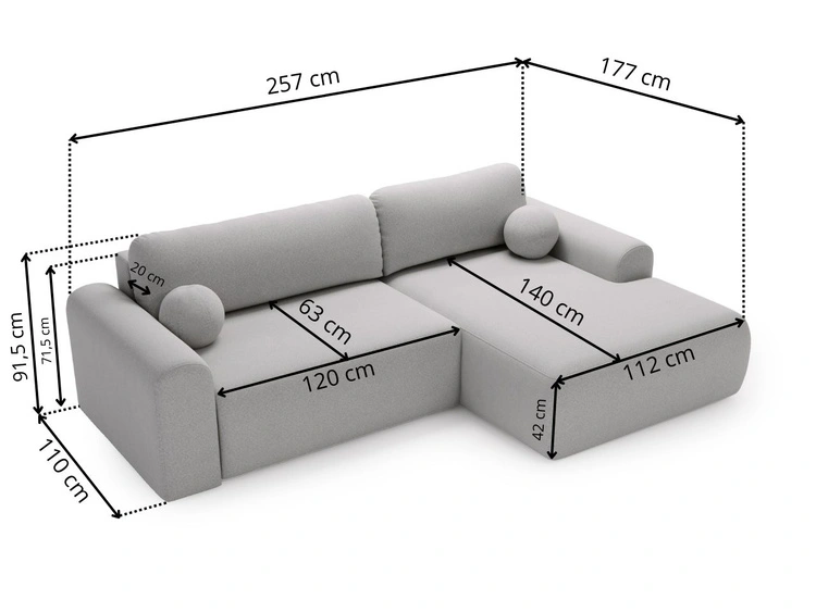 Ecksofa L-Form mit Schlaffunktion und Bettkasten Savana Links Bouclé-Stoff Braun