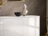 Dreitürige Kommode 154 cm Glamour-Stil auf goldfarbenen Metallbeinen Vivance Weißglanz
