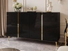 Viertürige Kommode 158 cm Glamour-Stil auf goldfarbenen Metallbeinen Lunelie Schwarzglanz