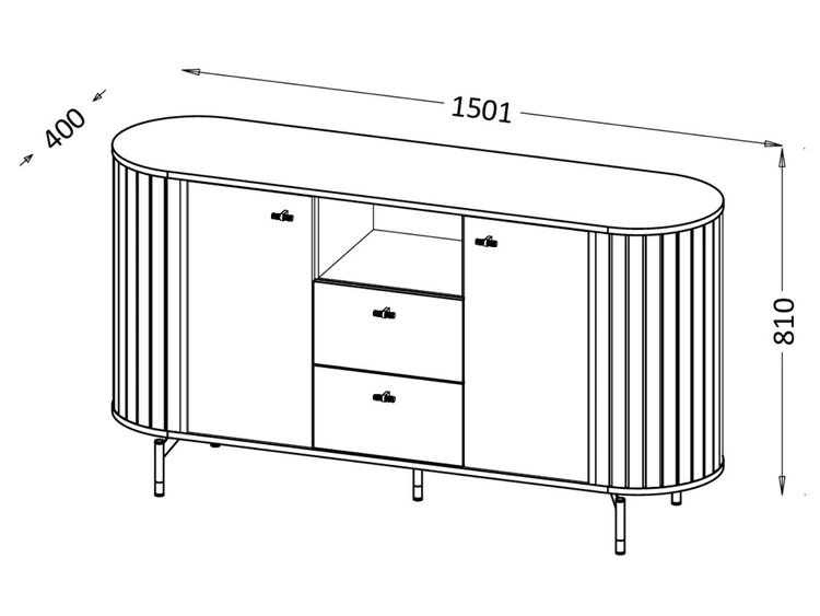 Möbel-Set für Wohnzimmer Soria Schwarz mat