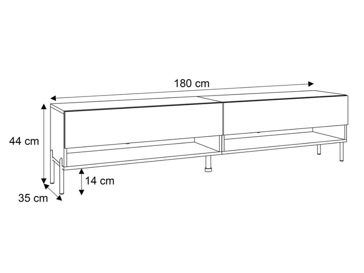 TV-Schrank für das Wohnzimmer 180 cm mit goldenen Metallbeinen und LED-Beleuchtung Aurelie Weiß Hochglanz