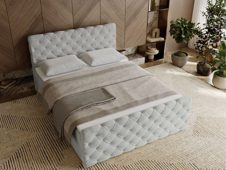 Boxspringbett mit Bettkasten 180x200 Lunaris Hellgrau