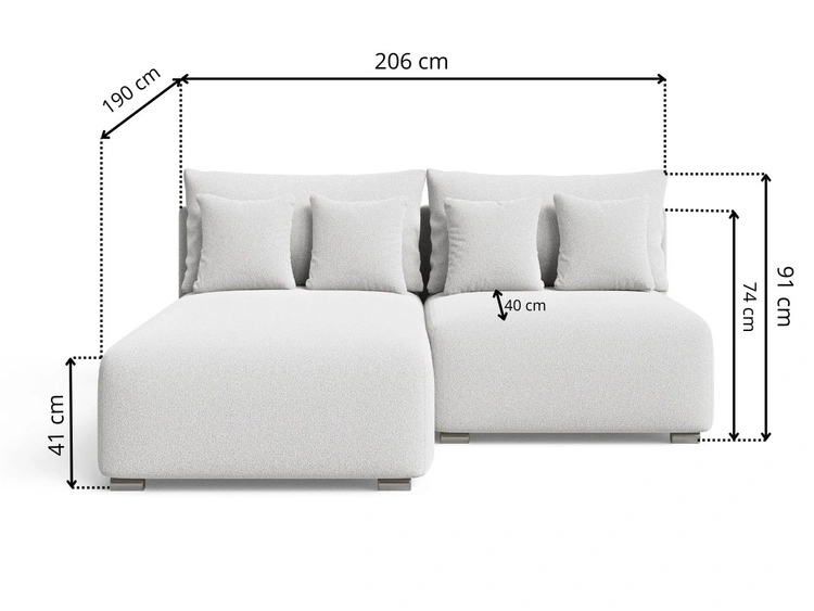 Ecksofa L-Form Links mit Schlaffunktion und Bettkasten Ronni Grau