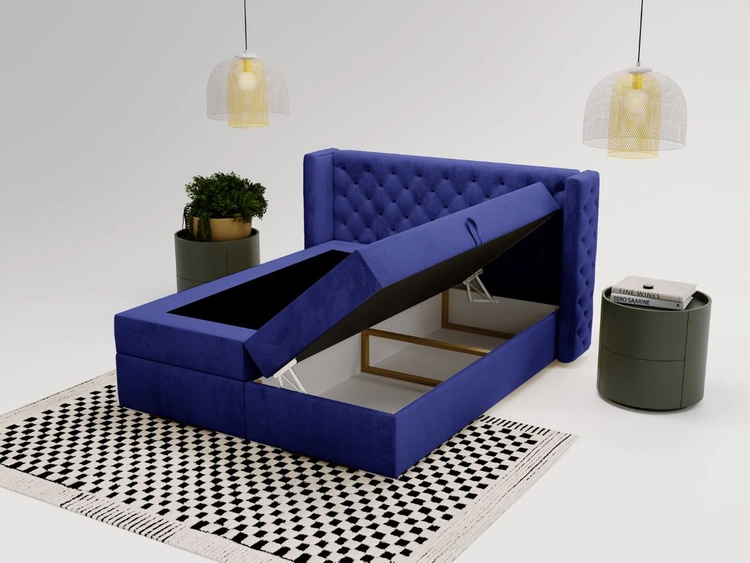 Boxspringbett mit Bettkasten 120x200 Lion Dunkelblau