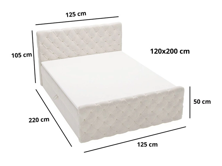 Boxspringbett mit Bettkasten 120x200 Lunaris Blau