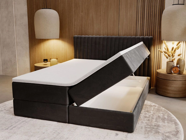 Boxspringbett mit Bettkasten 140x200 Marbella Anthrazit