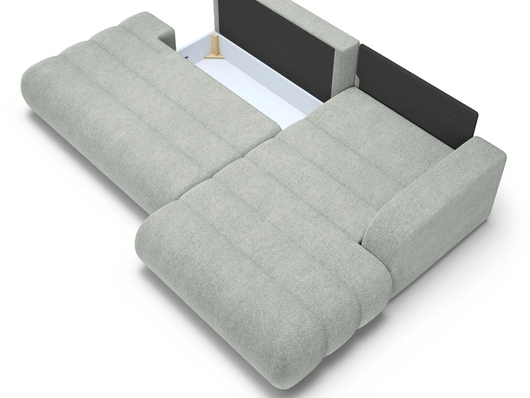 Ecksofa L-Form mit Schlaffunktion und Bettkasten Lisso Rechts Hellgrün