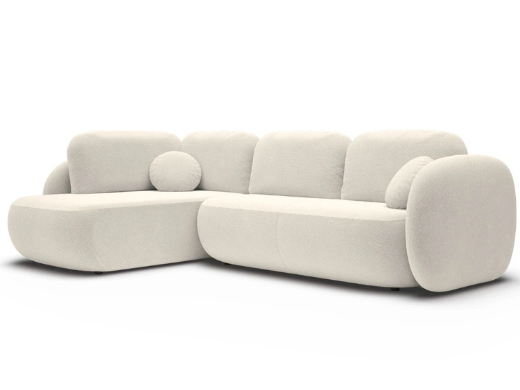 Ecksofa mit Schlaffunktion und Bettkasten Links Carino Creme