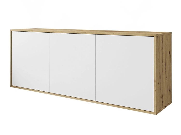 Dreitürige Hängekommode 154 cm im Loft-Stil – Vivance, Weiß matt & Eiche Artisan