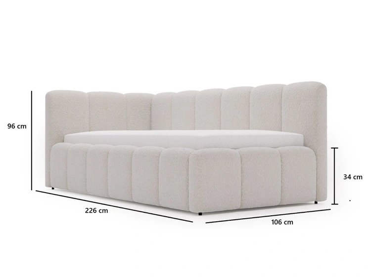Jugendbett Einzelbett mit Bettkasten und Lattenrost 90x200 Cloud One Grau Bouclé-Stoff