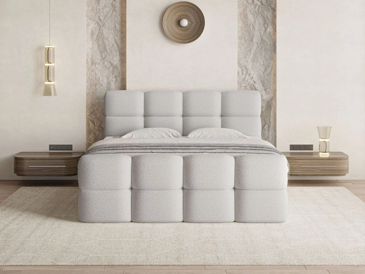 Boxspringbett mit Bettkasten 140x200 Rivon Hellgrau