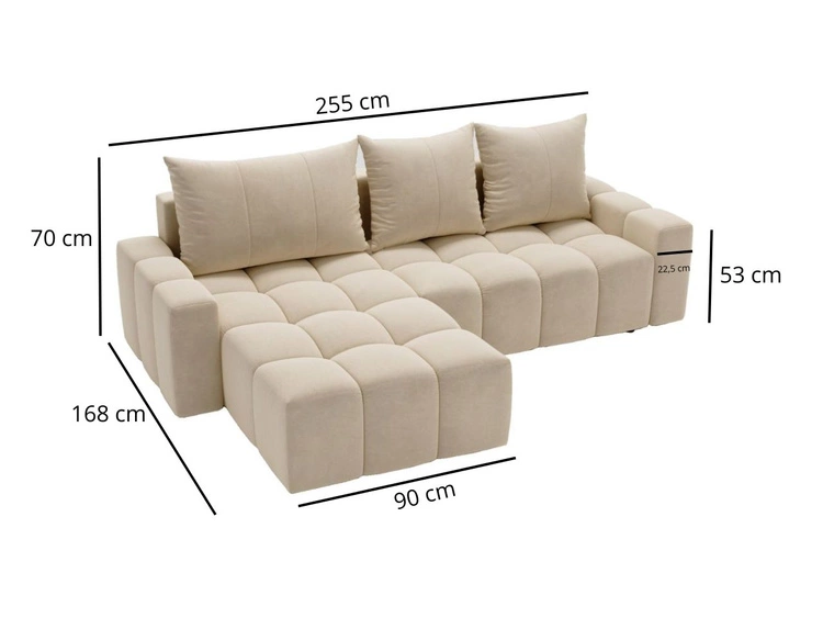 Ecksofa L-Form mit Schlaffunktion und Bettkasten Bresso Schwarz
