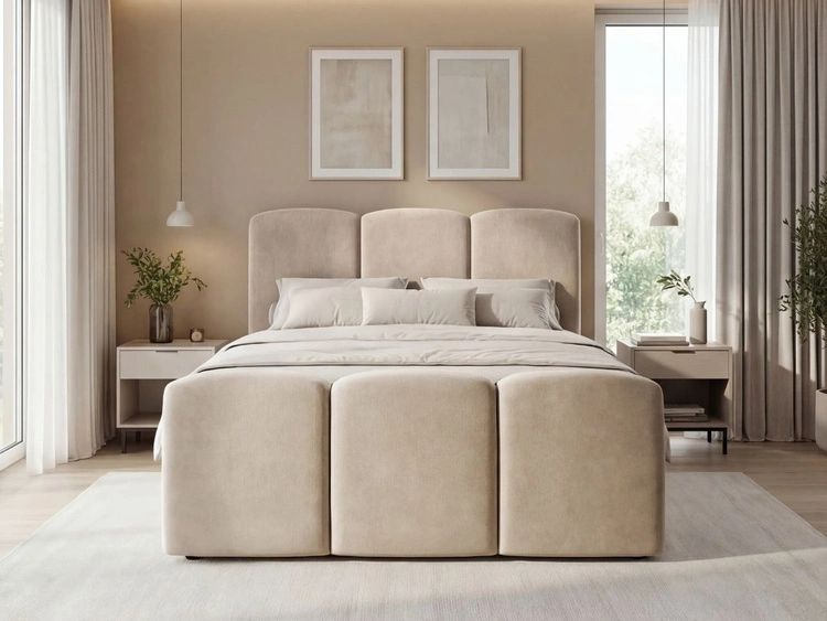 Boxspringbett mit Bettkasten 160x200 Campi Beige