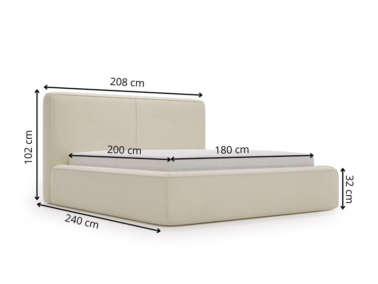 Polsterbett mit Bettkasten und Lattenrost 180x200 Amaro Beige
