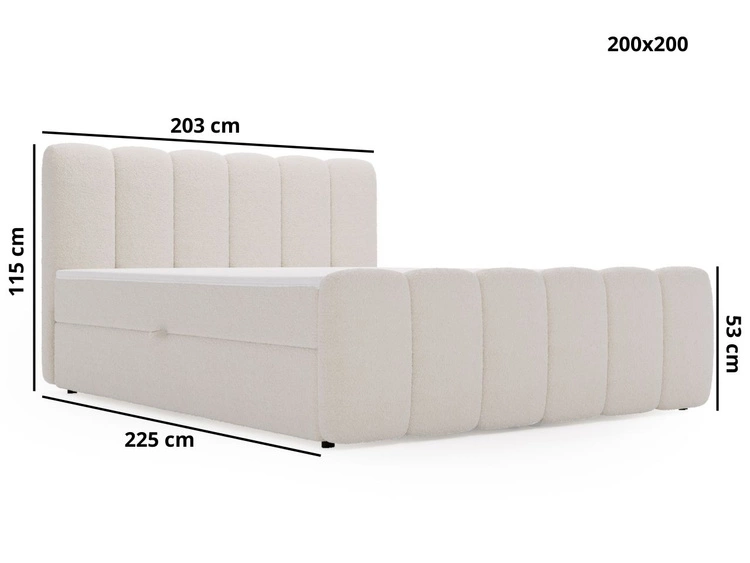 Boxspringbett mit Bettkasten 200x200 Bouclé-Stoff Cloud Schwarz
